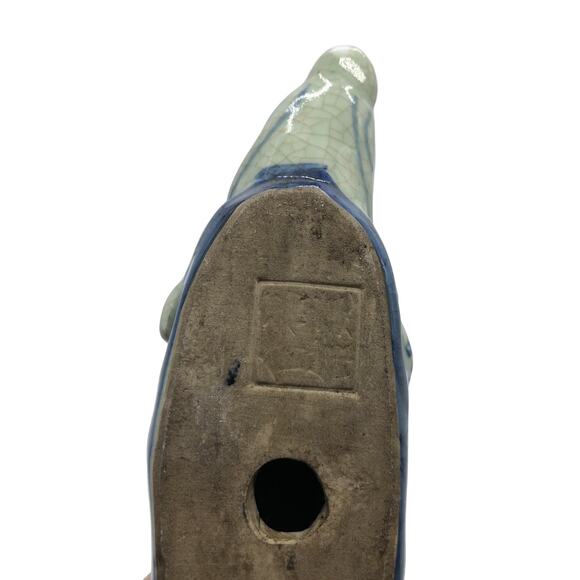 Handmade Glazed Fish Pottery Figurine Heavy Statue Ornamental Decorative Stamped - Picture 5 of 7